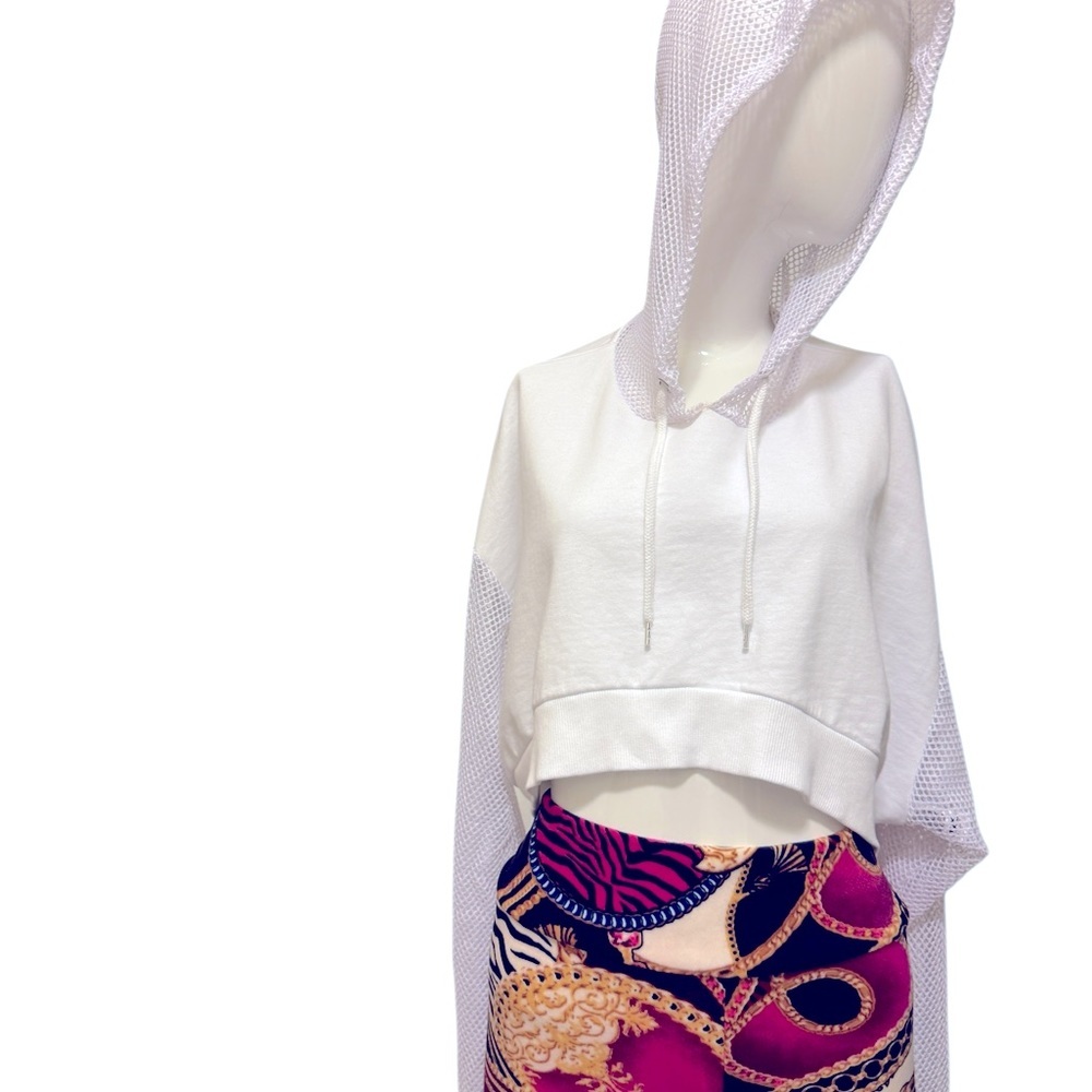 ASOS Women's White Hoodie with net design long sleeve and hoodies